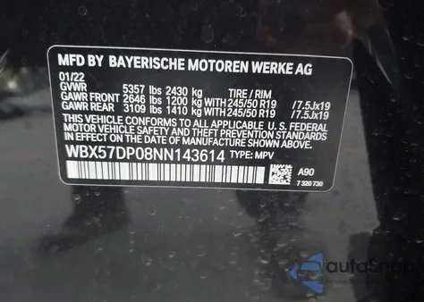 2022 BMW X3 xDrive30I from USA, damaged, VIN WBX57DP08NN143614